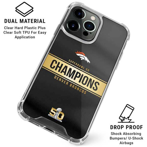 NFL Denver Broncos Super Bowl 50 Champions Black iPhone 16 Pro Clear Case